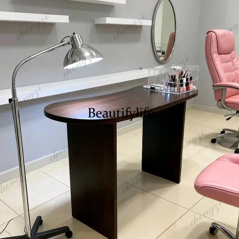 P182 Vintage Classic Manicure Nail Table Rustic Design Italian Leisurely Manicure Nail Table Curved Minimalist Mesa Salon Furnit