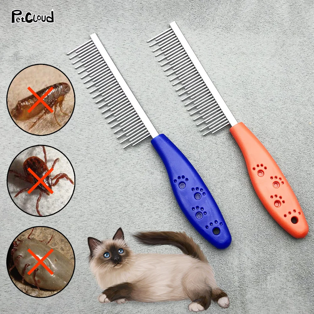 Stainless Steel Pet Hair Remover Brush Cat Grooming Comb Flea Shedding Brush For Cat Dog Cleaning Grooming Tool PetCloud