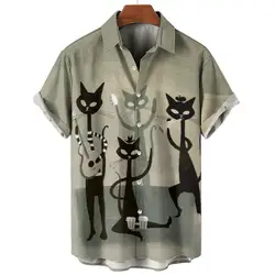 2024 Men's classic hawaiian shirts 3D Prints Cat graphics summer short sleeve shirts for hawaii style fashion unisex basic shirt