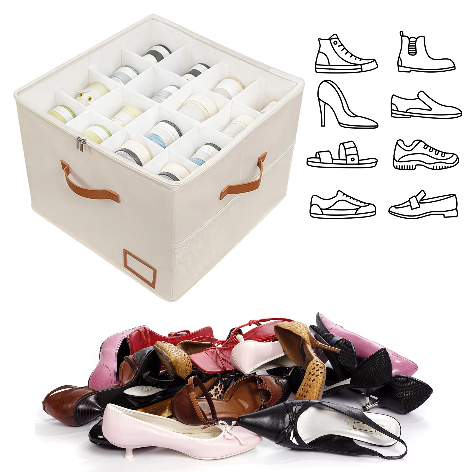 

Коробка для хранения обуви, вмещающая до 16 пар, с прозрачной крышкой Белый