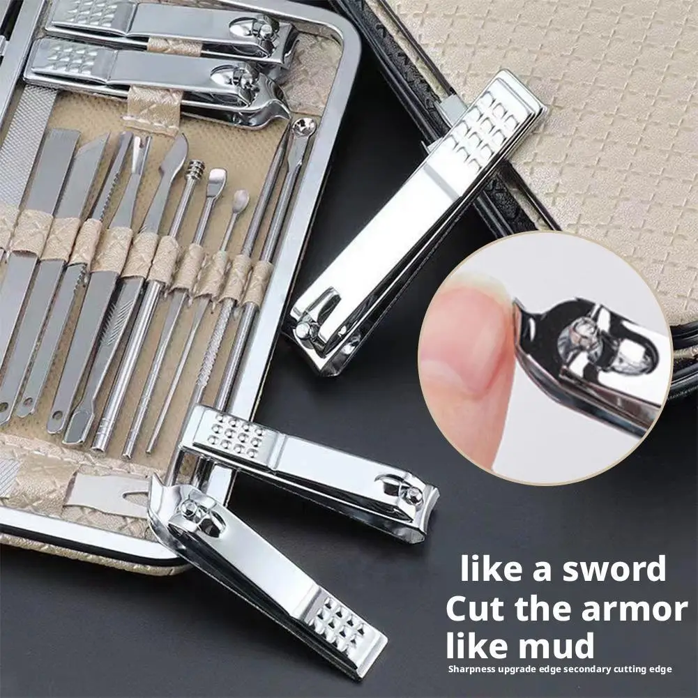 Set professionale per manicure e pedicure, kit per la cura delle unghie in acciaio inossidabile con custodia per donne e uomini