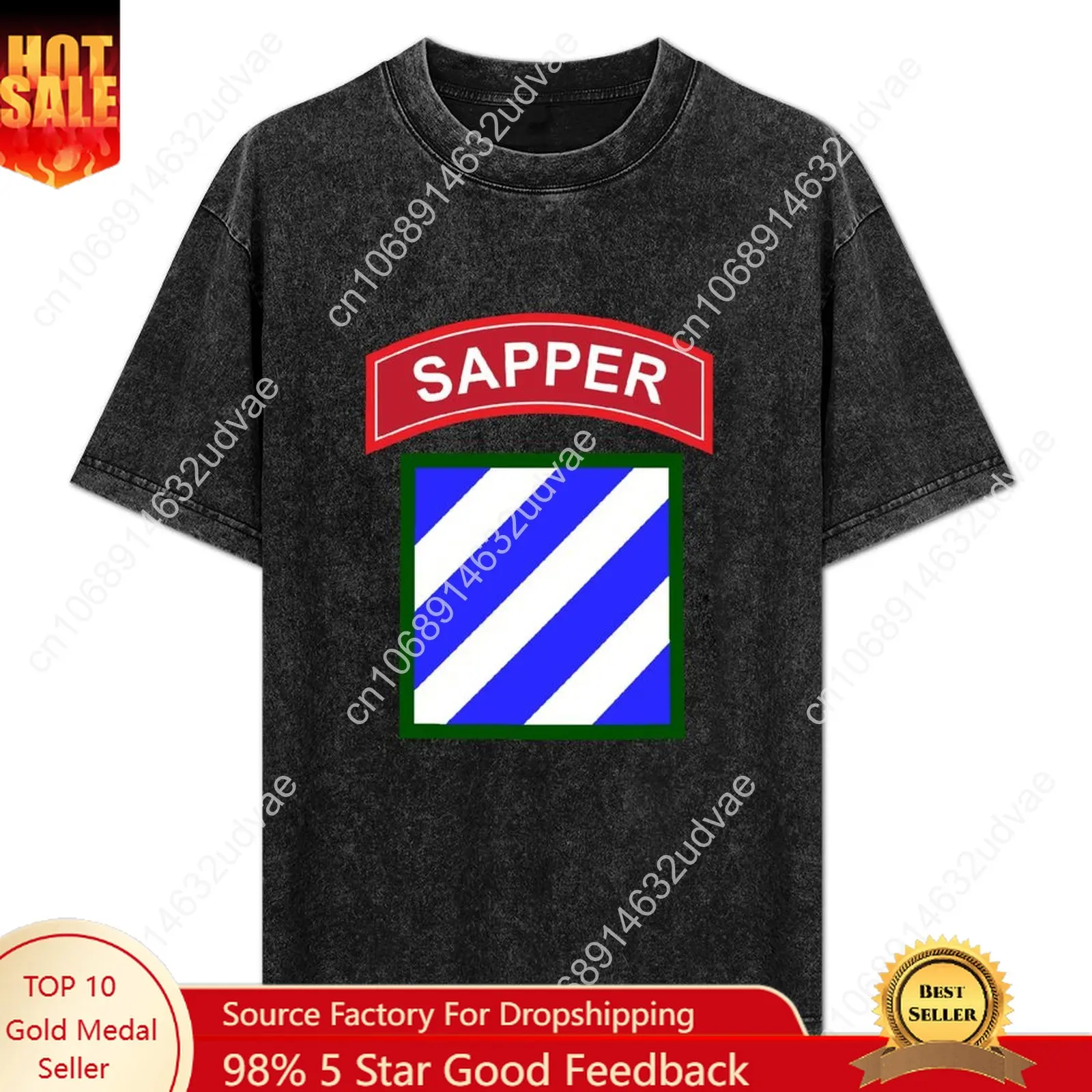

3rd Infantry Division ID Patch Sapper Retro T shirts mans womans Tshirt Short sleeve T-shirt Custom tops Unisex clothes tshirt