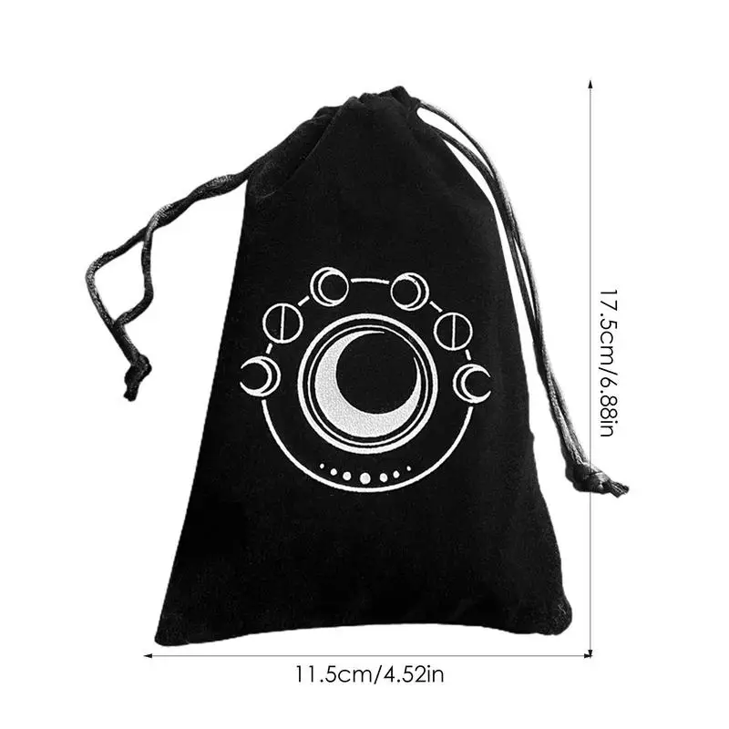 17.3*11.5cm Tarot Card Velvet Storage Bags With Drawstrings Moon Phase Thickened Tarot Card Dice Storage Bag