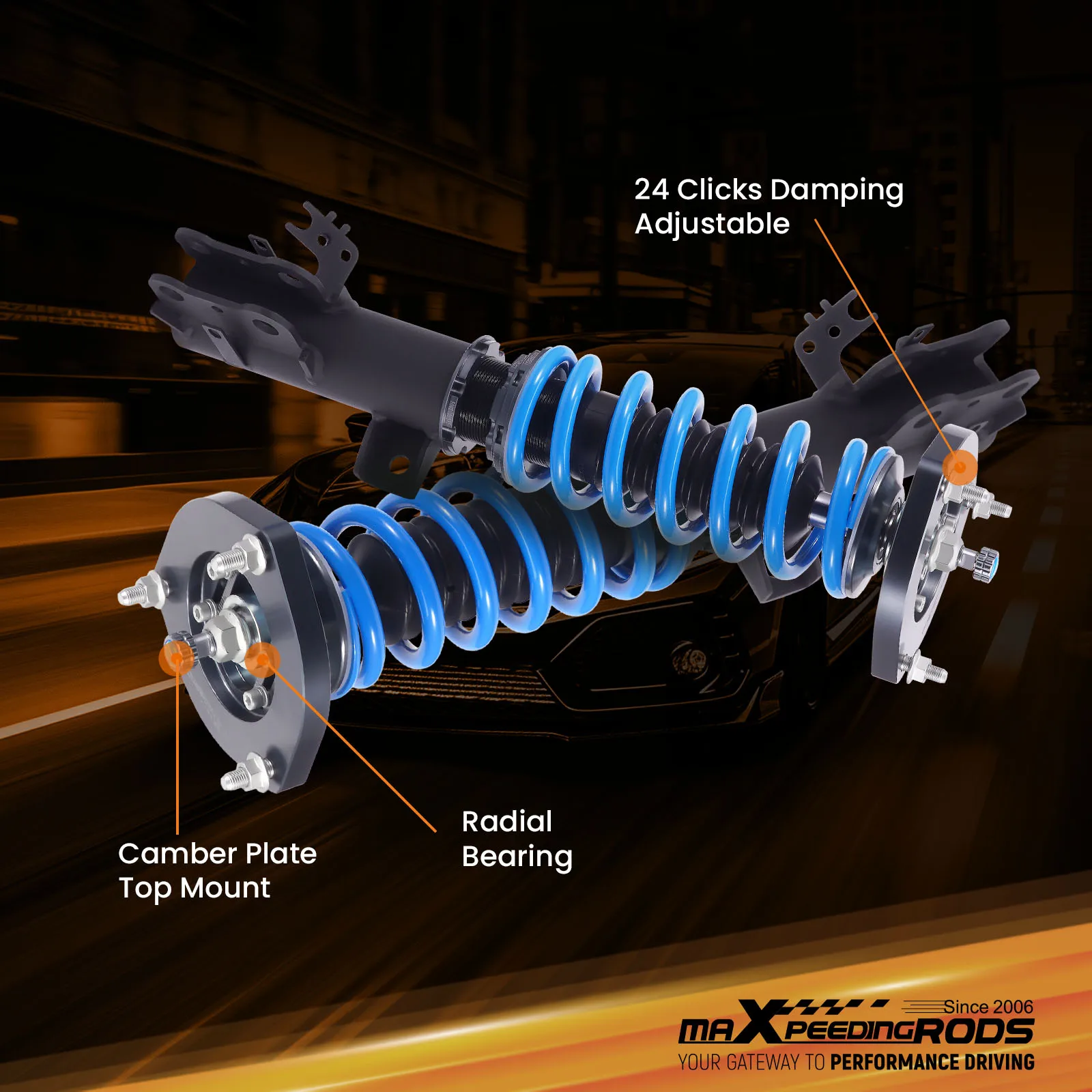 Toyota Camry L/LE/XLE 2018-2022용 24단계 댐퍼 조절식 코일오버 키트