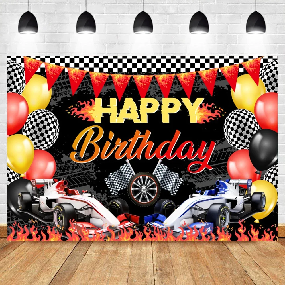 Racing Car Boy Birthday Motorcycle Theme Decoration Children Birthday Party Banner Baby Shower Photographic Background