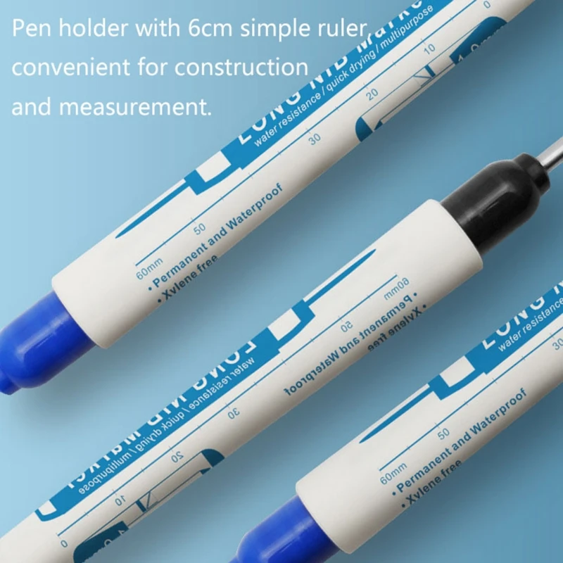 Deep Hole Marker Pen 30mm Long Tip Marker Pen Permanent Marker Black Blue Red for Rock Bathroom Carpentry Decoration