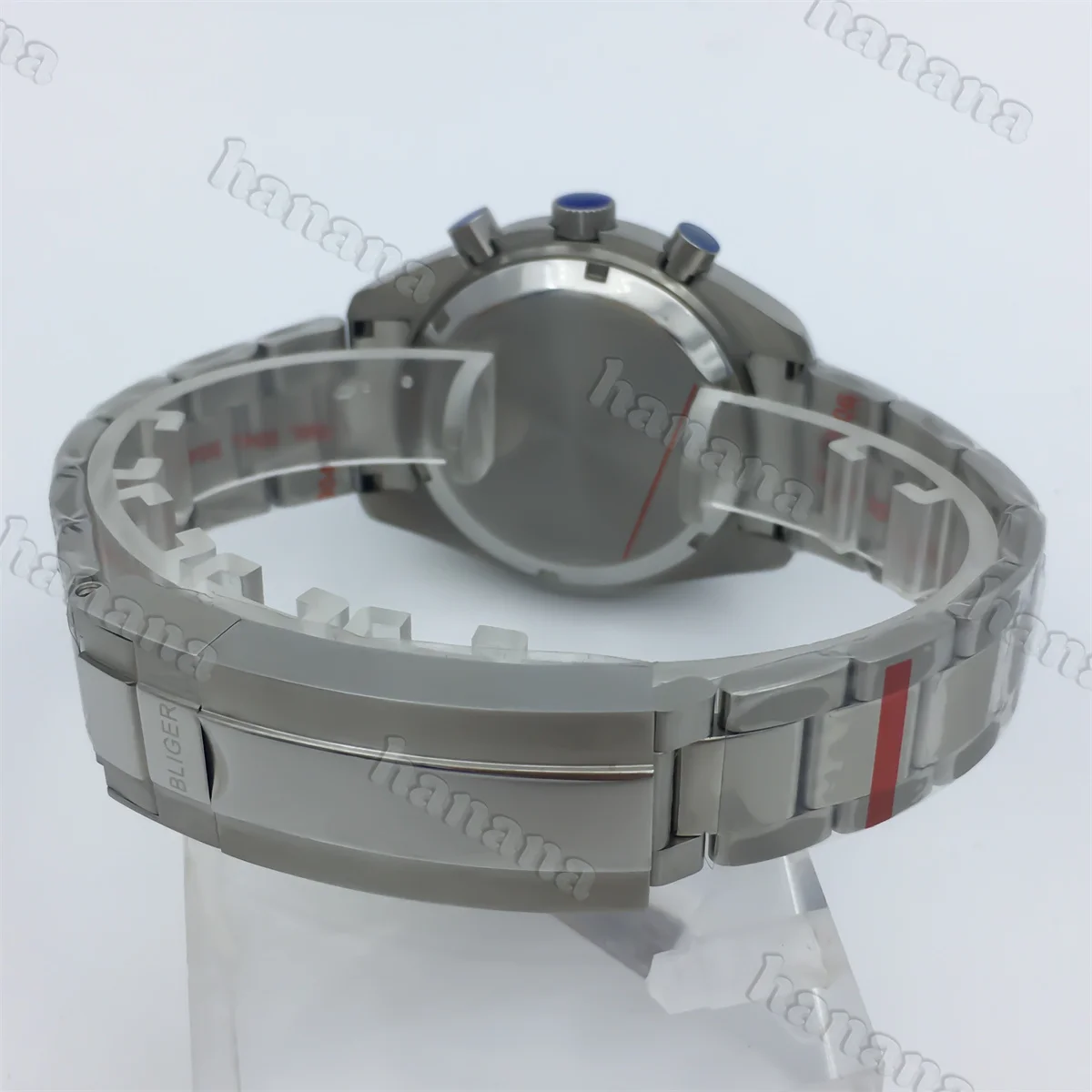 ساعة كوارتز رجالية BLIGER vk63 حركة vk63 ساعة كرونوغراف متعددة الوظائف مطلية بحزام من الزجاج المقاوم للصدأ