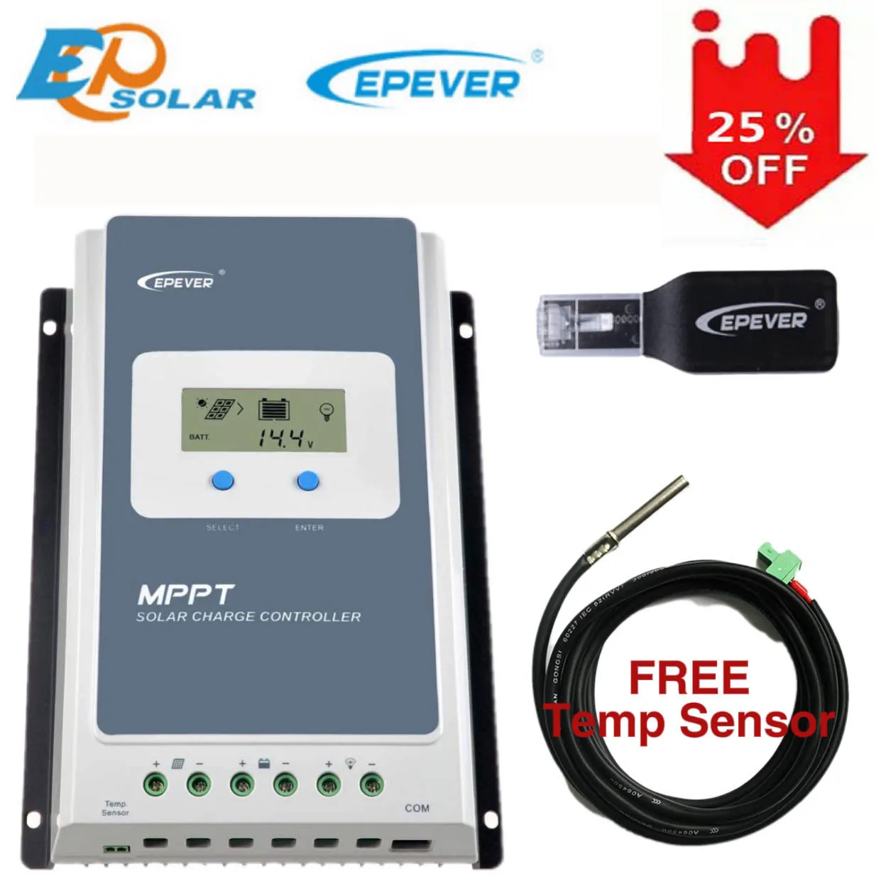 

EPEVER Tracer MPPT 40A 30A 20A Solar Charger Controller LCD 12V24V Auto High Efficiency Regulador Solar Wifi