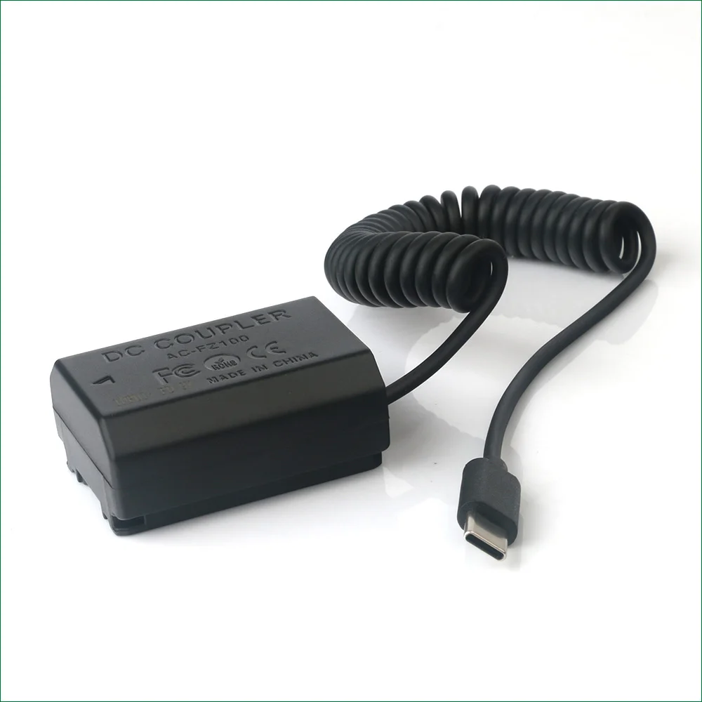 AC-FZ100 Acoplador CC NP-FZ100 Batería ficticia Cable USB-C tipo C para cámaras Sony ILCE-7SM3 ILCE-7RM5 ILCE-7RM4 ILCE-7RM3 ILCE-7M3