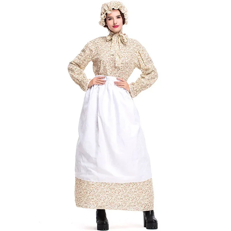 Fairy Tale Cartoon Big Bad Wolf Auntie Halloween Costume Caretake Keeper Adult Women Granny Grandma Gown Dress Outfit For Ladies