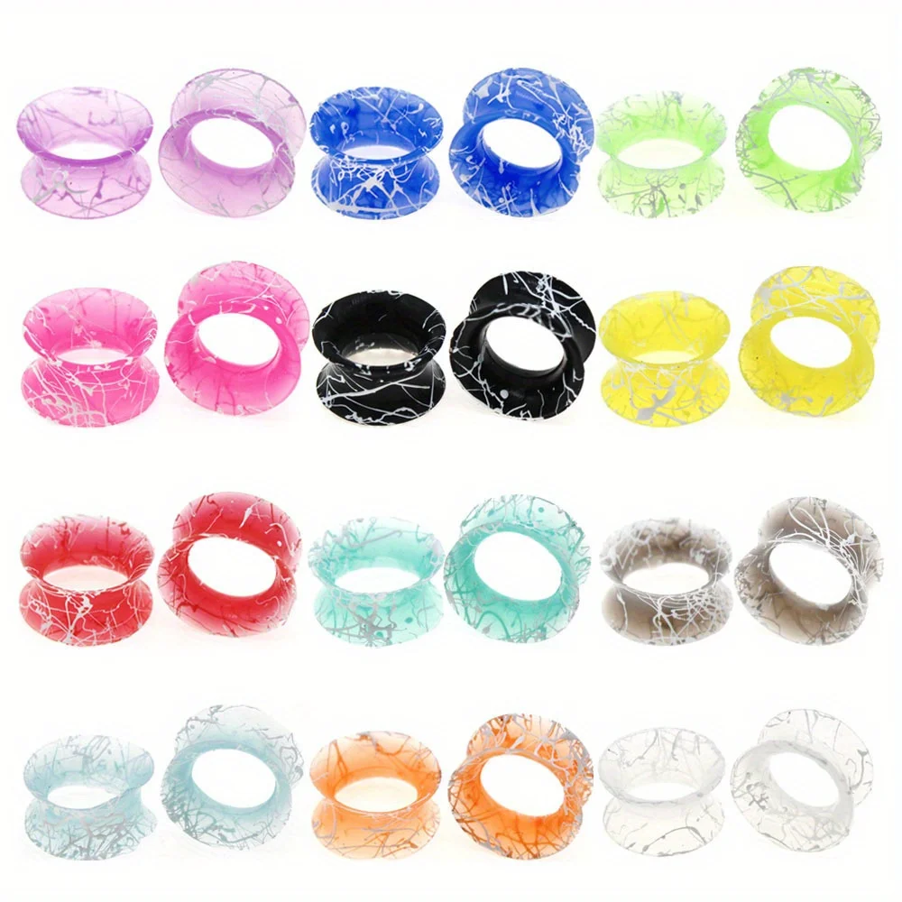 1 pair Mixed Color Flexible Silicone Ear Gauge Plugs Tunnels Expander Comfortable Stretchers for Body Piercing Jewelry 4-25mm