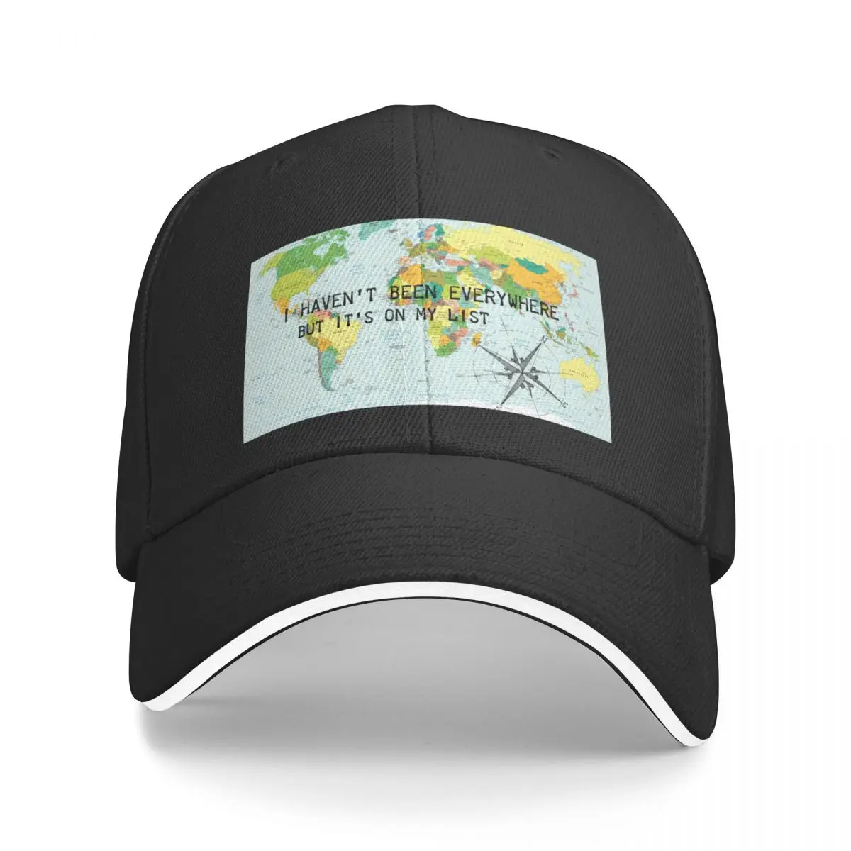 I haven't been everywhere but it's on my list - travel quote Baseball Cap Luxury Hat Hat Beach Hats Man Women's