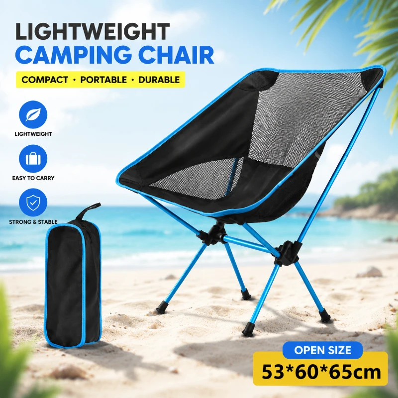 Extended Seat Portable Foldable Camping Chair, Ultralight Detachable Frame Ideal for Outdoor Fishing Journeys - view 2