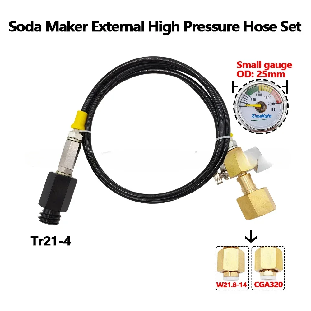 

The soda sparkling water machine is connected to the carbon dioxide large bottle through the air pipe 2000psi pressure gauge