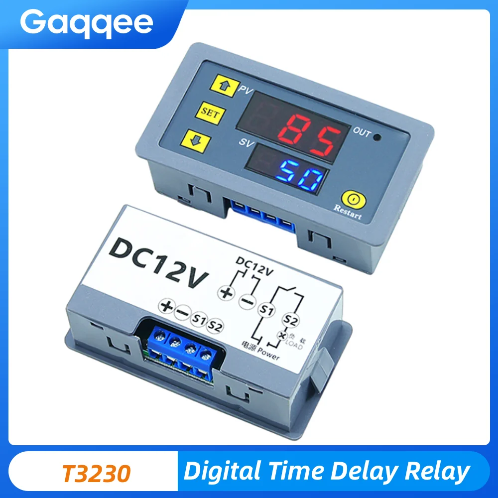 

Цифровое реле таймера цикла T3230 с двойным светодиодным дисплеем, широкий диапазон времени 1S-999H, несколько режимов работы, 12 В постоянного тока, 24 В постоянного тока, AC110-220 В
