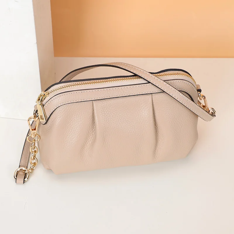 New Fashion Girls Message Bags Simple Shoulder Bag Women Small Crossbody Bags Geniune Leather Multi-function Leisure Women Bag