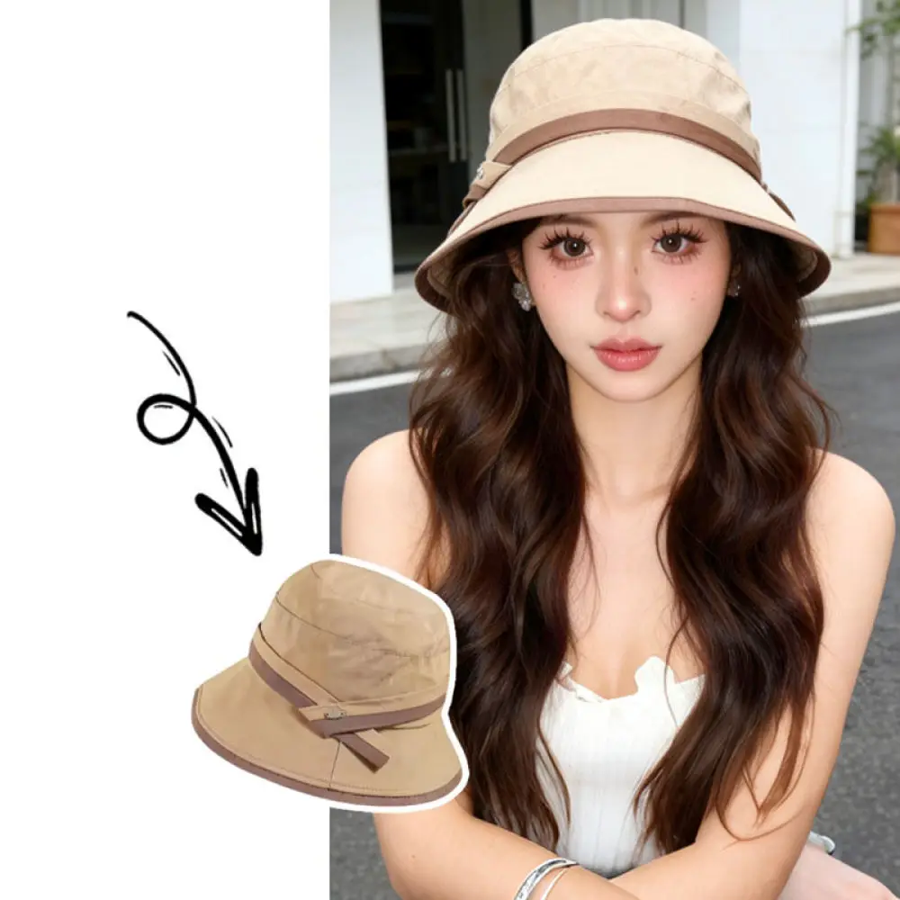 Sun Hat Fashion Casual Bucket Cap Women Spring Summer Breathable Quick Dry Beach Travel Sunscreen Portable Foldable Wide Brim