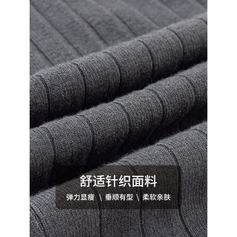 Jupe plissée grise pour femme, jupe trapèze mi-longue, à la mode, élégante, hiver