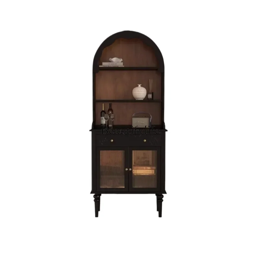 

Retro French Bookcase American-Style Multi-Functional Mid-Ancient Solid Wood Wine Cabinet