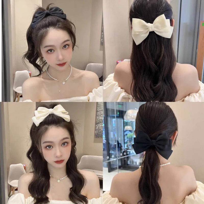 Ruoshui Woman Three Layer Ribbon Bow Hairpins Women Hair Accessories Girls Hair Clips Headwear Ornaments Bowknot Barrettes