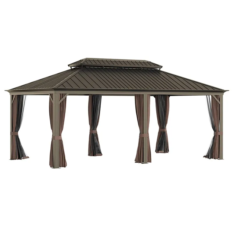 20 'x 12' aluminum-framed hardtop gazebo canopy with galvanized steel double roof