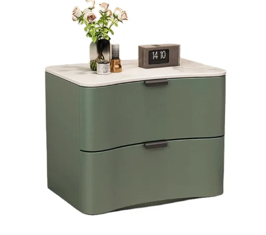 SHIYI design and manufacture modern bedside table  microfiber leather upholstery golden plated hardware locker