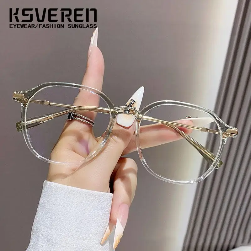 KSVEREN Vintage Round Anti Blue Light Reading Glasses Women Optical Eyewear Prescription Glasses Frame Presbyopic Glasses