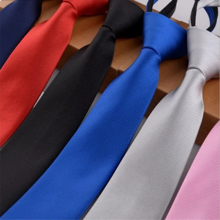 

5CM Fashionable Men Tie Striped Soild Color Leisure Skinny Ties Easy Lazy Zipper Tie Student Party Performance Necktie