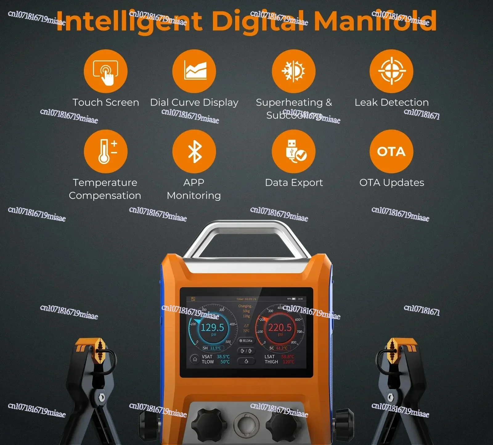 Kit de Manifold Digital Inteligente EMG-40V com 4 Válvulas e Tela Sensível ao Toque de 5” com Bluetooth