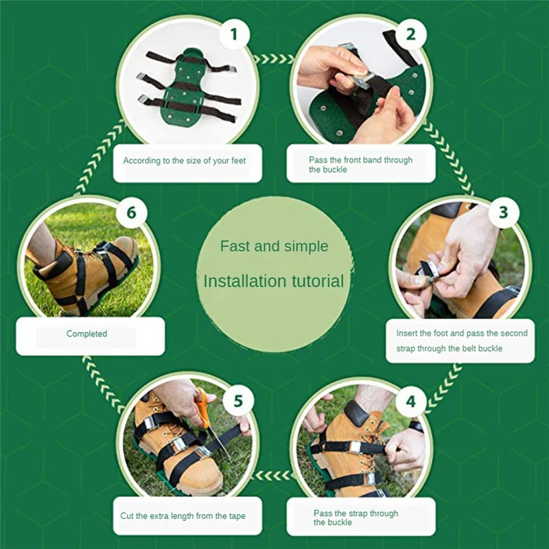 

ABRW-Garden Grass Scarifying Shoes Обувь для газона с шипами для скарификации Обувь для ударов для газона 57 мм Черный и зеленый