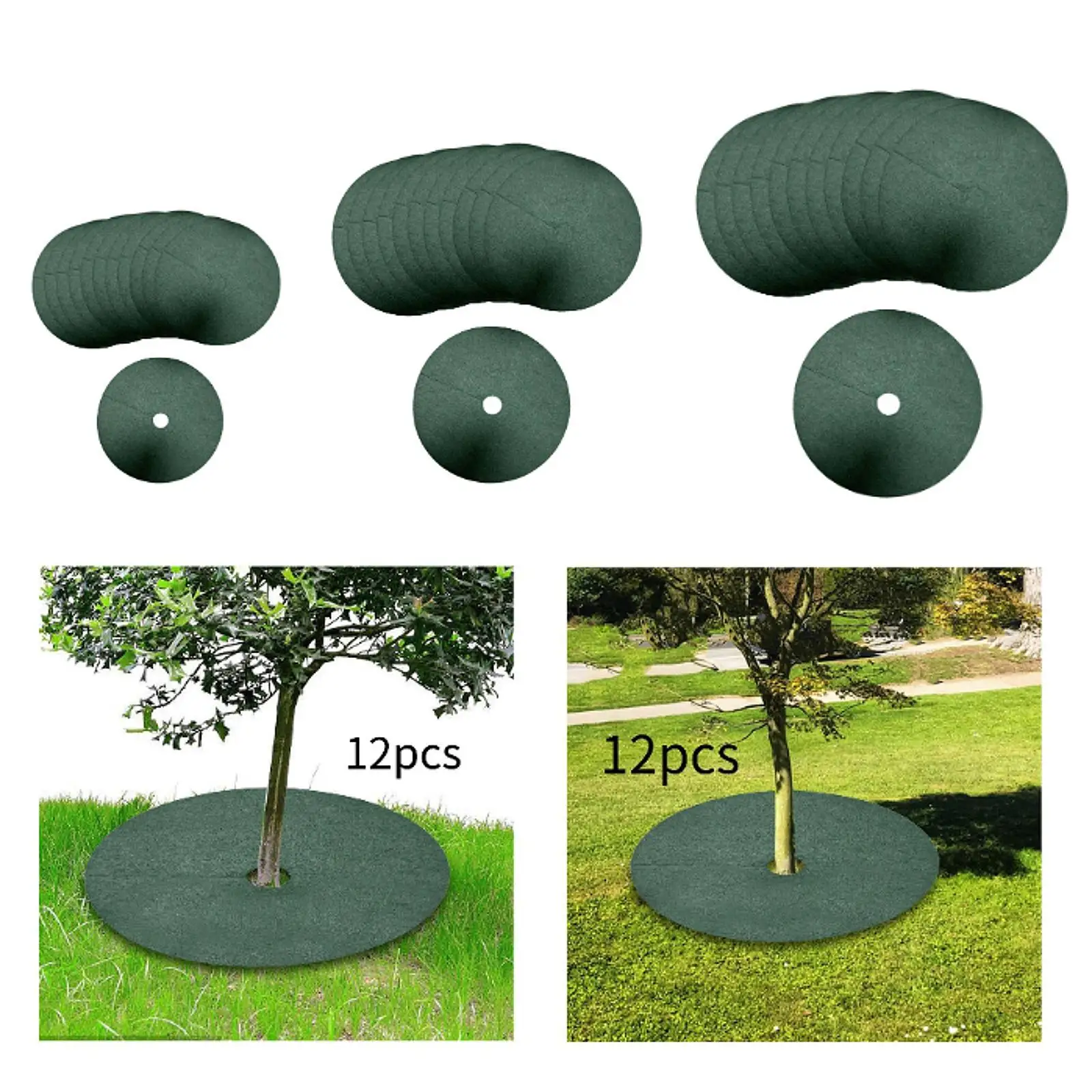 12x Tree Mulch Rings Tree Protector Reusable Cloth Cover Weed Barrier Fabric