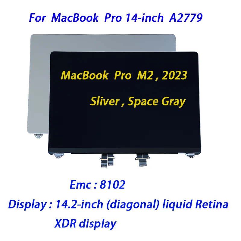 New 14'' A2779 M2 Pro Max LCD Screen Display Panel For Macbook Pro A2779 LCD Screen 2023 Year Emc 8102 Replacement Sliver Space