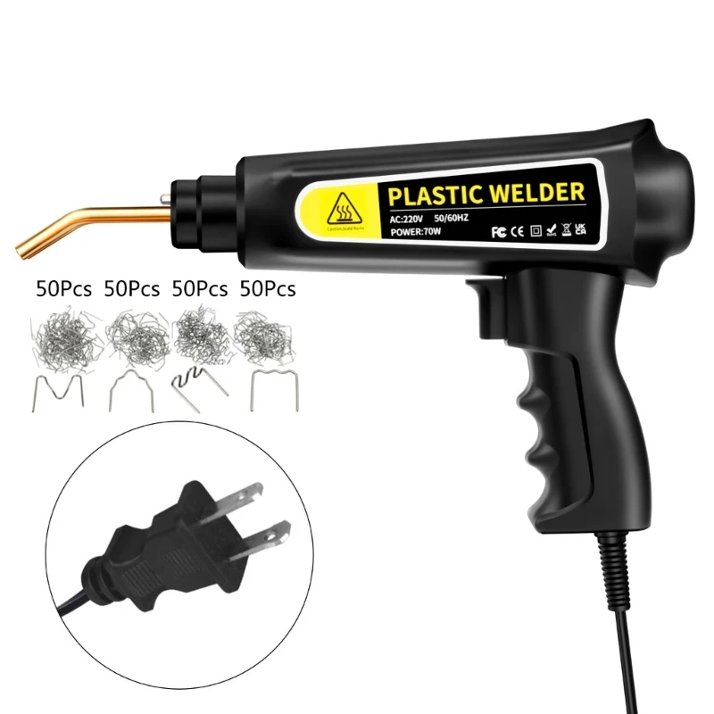 reparo soldagem plástico eficiente, 70w, aquecimento rápido, 4 grampos diferentes, luzes led para soldagem