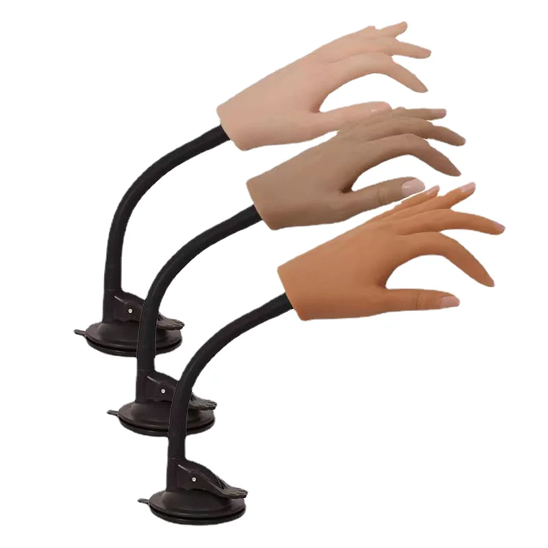 

Nail Practice Hand Silicone Realistic Acrylic Mannequin Finger Training With Clip Holder For Diy Salon Artists