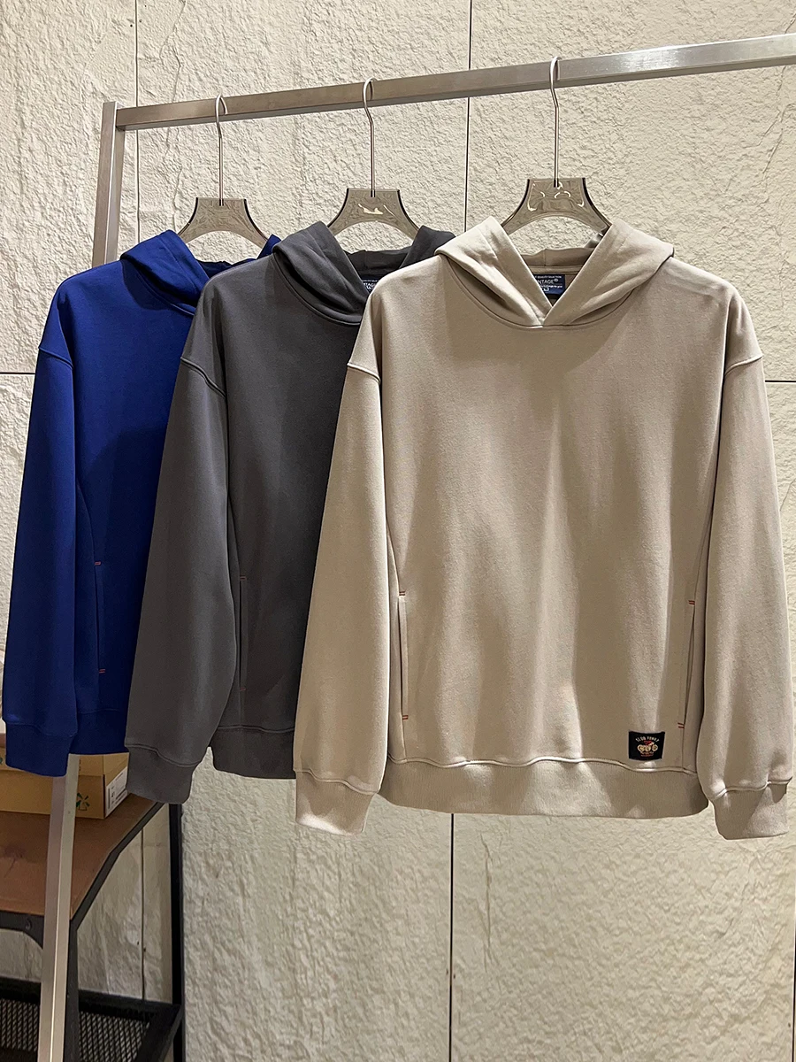 

American Style Heavyweight Fleece Cotton Hoodie Men's Color Casual Loose Fit Comfortable Breathable Autumn Wear