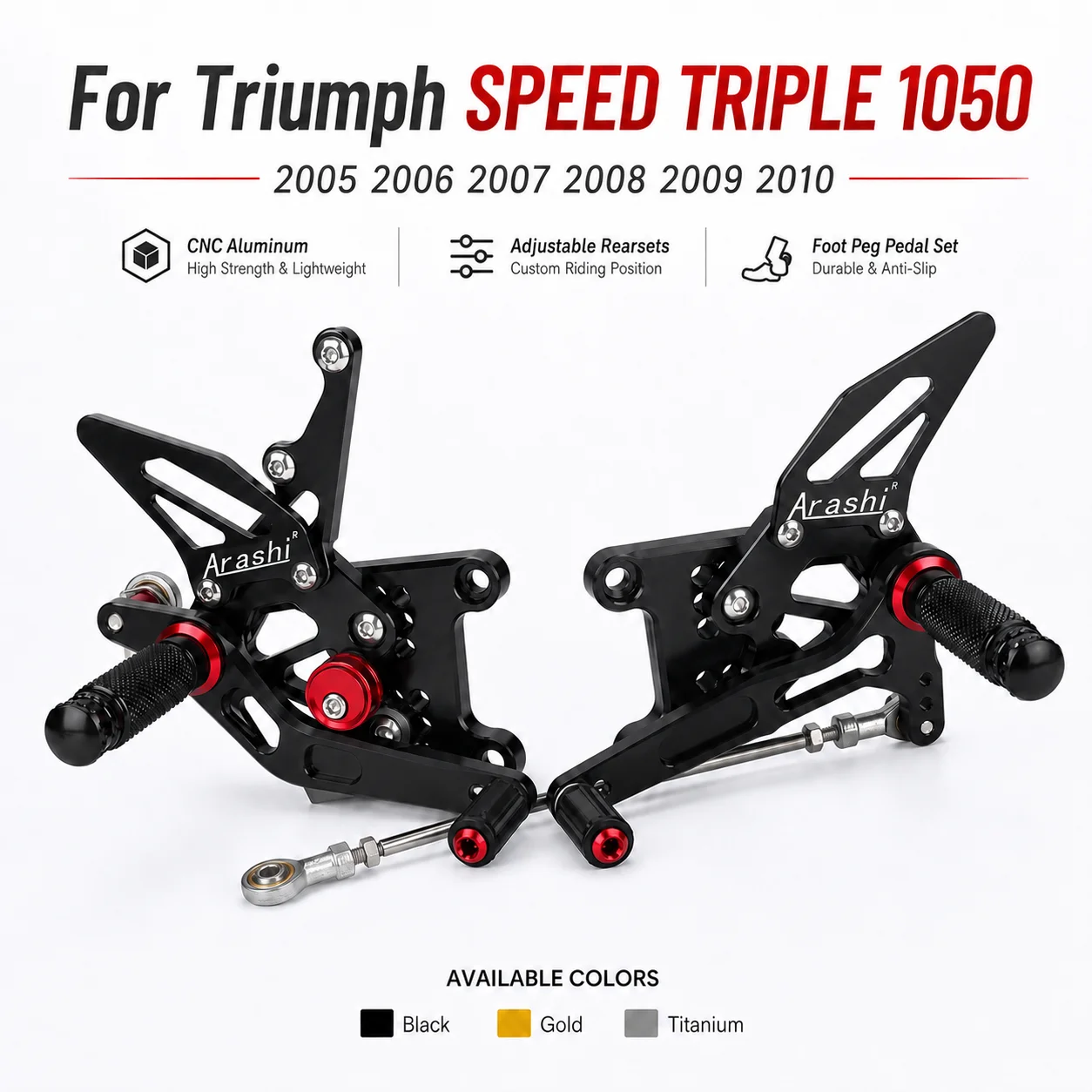 Motorcycle CNC Adjustable Rear Set Rearsets Footrest Foot Rest For triumph SPEED TRIPLE 1050 2005 2006 2007 2008 2009 2010