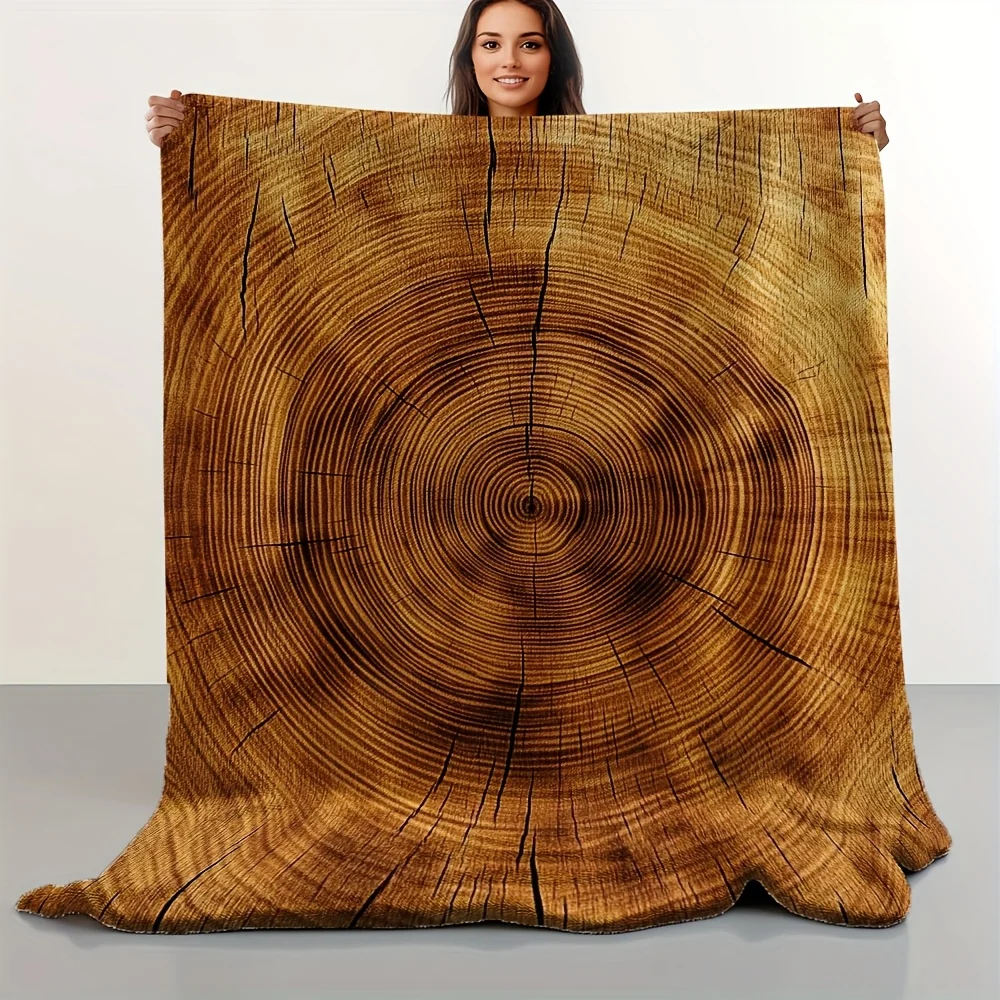 Plank Print Flannel Shawl, Casual Soft Blanket, Rustic Wood Grain Design, All Season Multi Scenario Comfort Accent