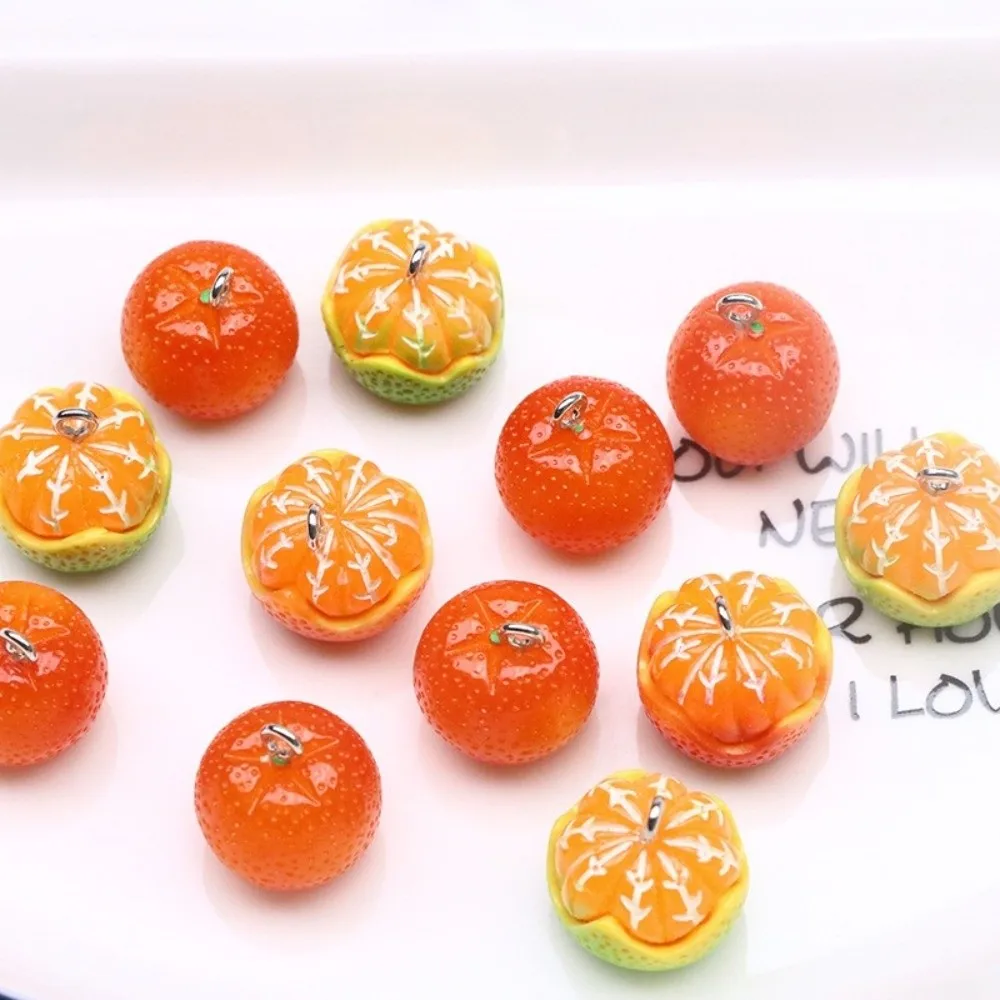 10PCS/SET 3D Simulation Fruit Charms Pendant Handmade Pippin Orange Resin Spacer Loose Beads DIY Materials Peeled