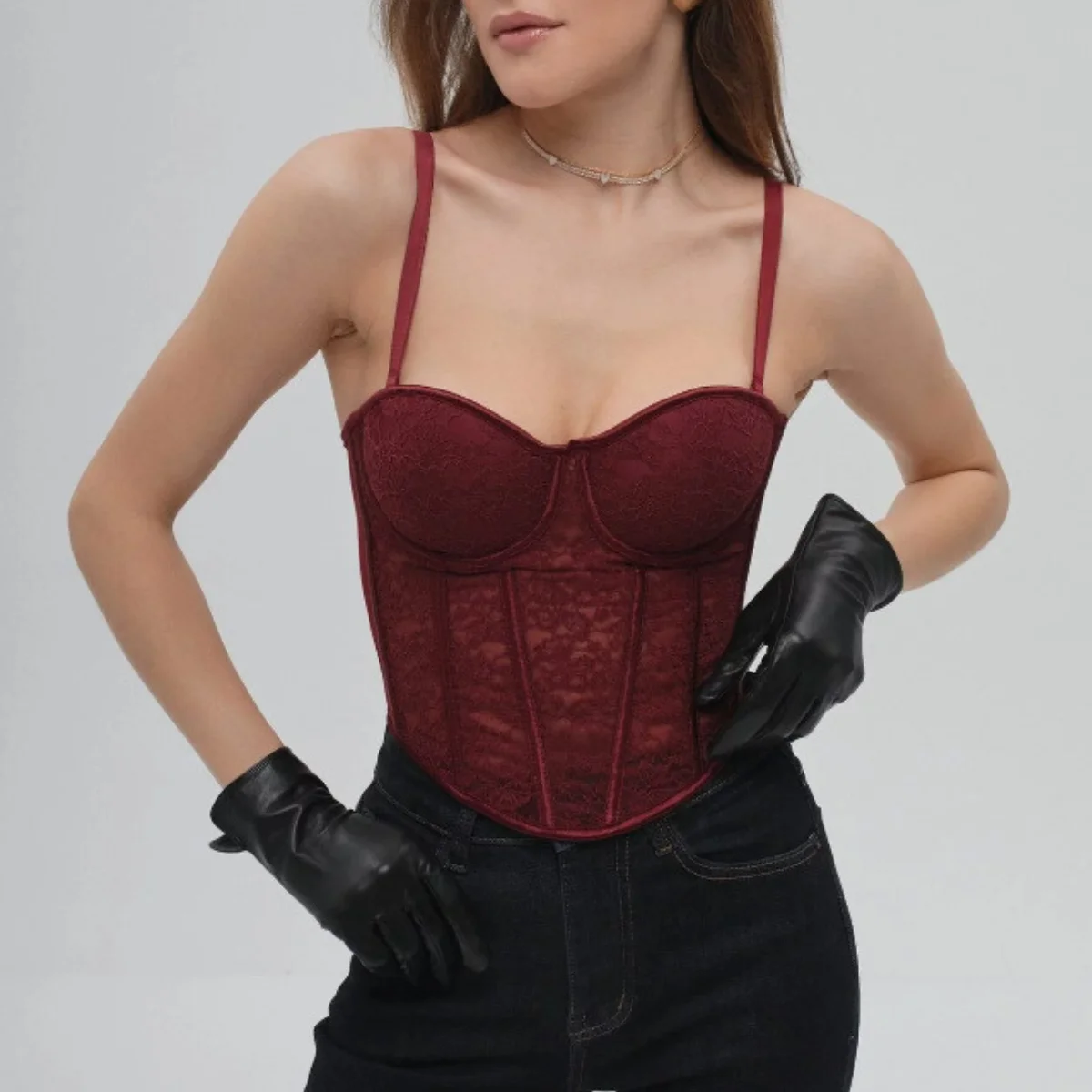 

Сексуальный корсет 2025, летняя мода, укороченные топы без рукавов, кружевное сетчатое нижнее белье, бюстгальтер, топ, женский повседневный тонкий жилет на бретельках, клубная одежда, майки