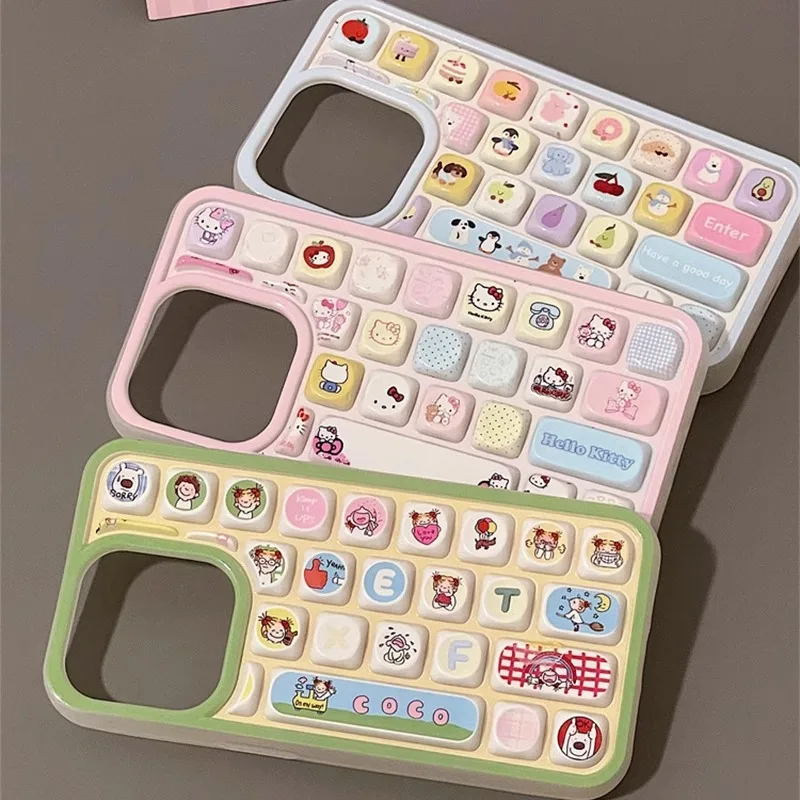 Popular Cartoon 3d Fun Kittey Keyboard Suitable For Iphone Series Anti Drop Phone Case Full Of Girl'S Heart And Gift Giving