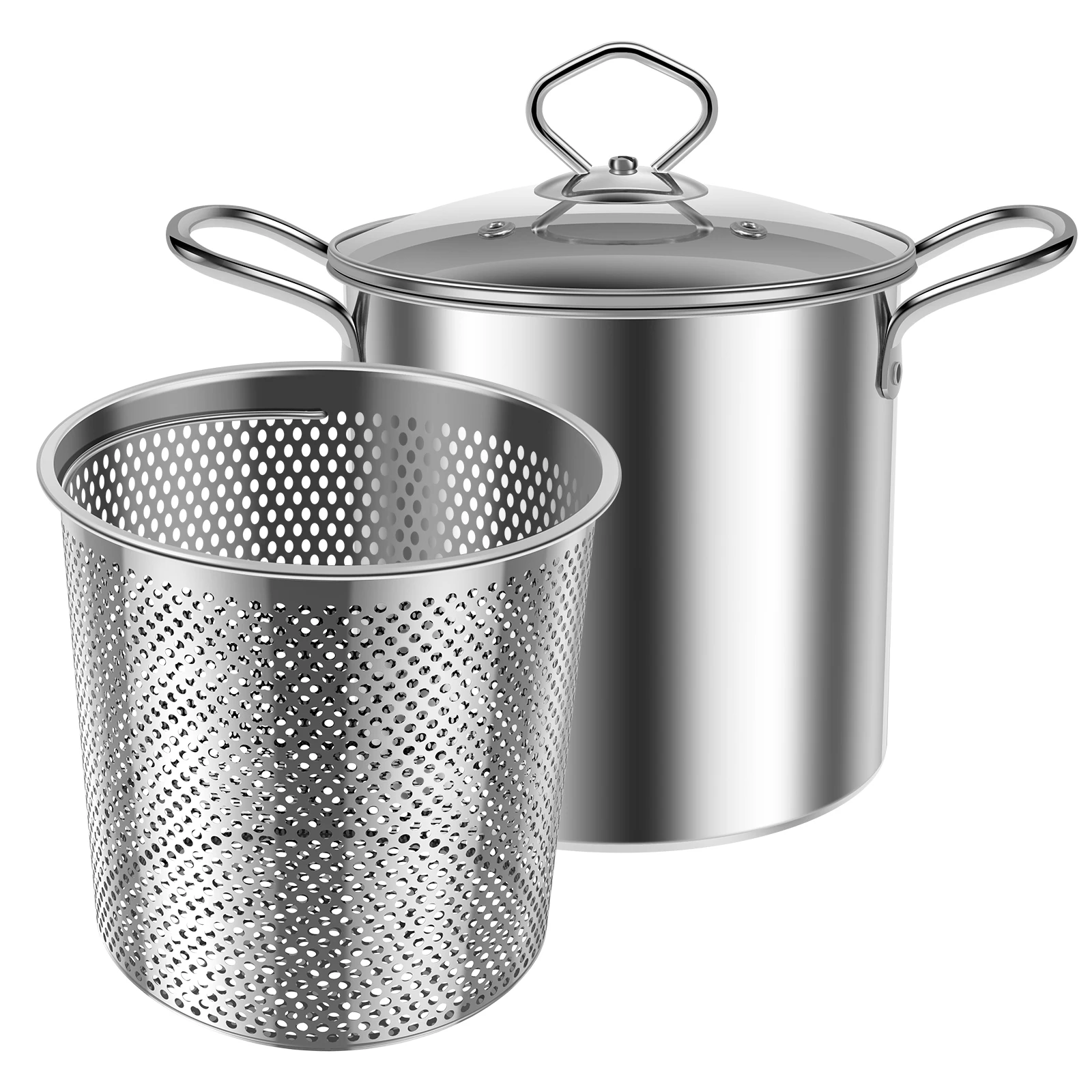 Deep Fryer Pot with Basket 3.5L Deep Frying Pot with Clear Lid Stainless Steel Deep Oil Fryer with Anti Scalding Handle