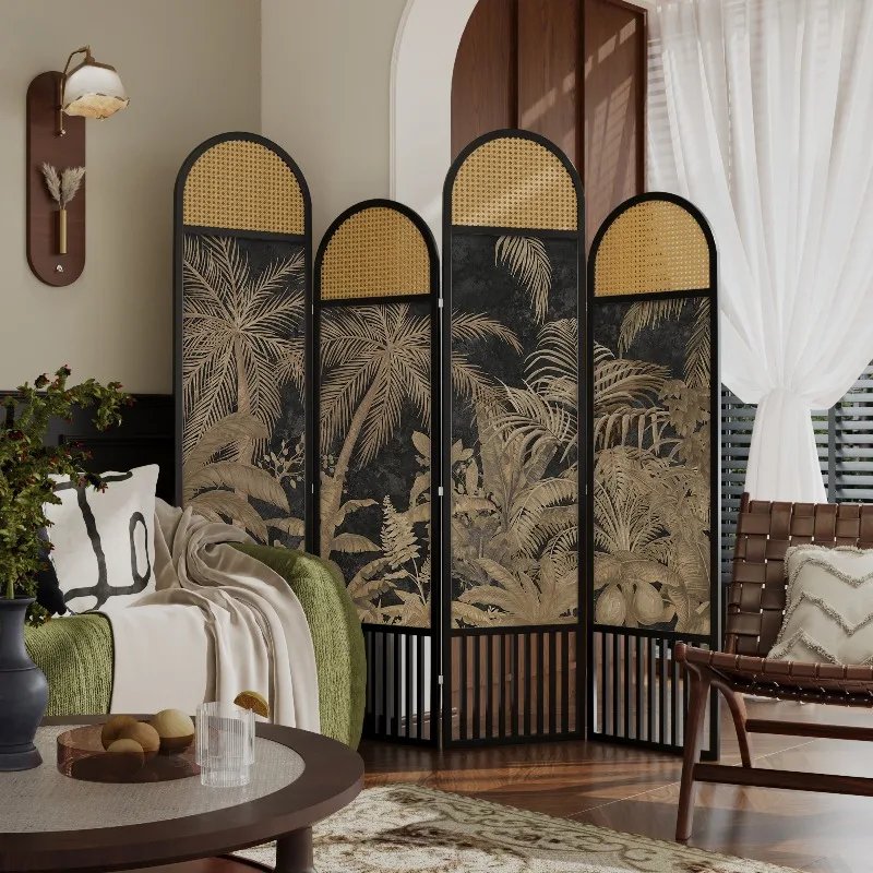 Vintage style solid wood screen partition living room feature wall, vintage entryway, home use French Southeast Asian style mova
