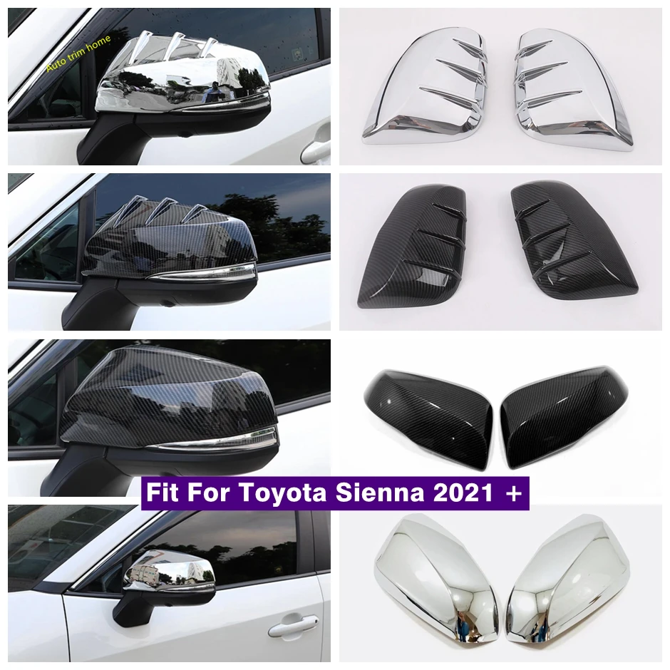 

Outside Door Rearview Mirror Decoration Protector Shell Cover Trim Fit For Toyota Sienna 2021 - 2023 Chrome / Carbon Fiber Look