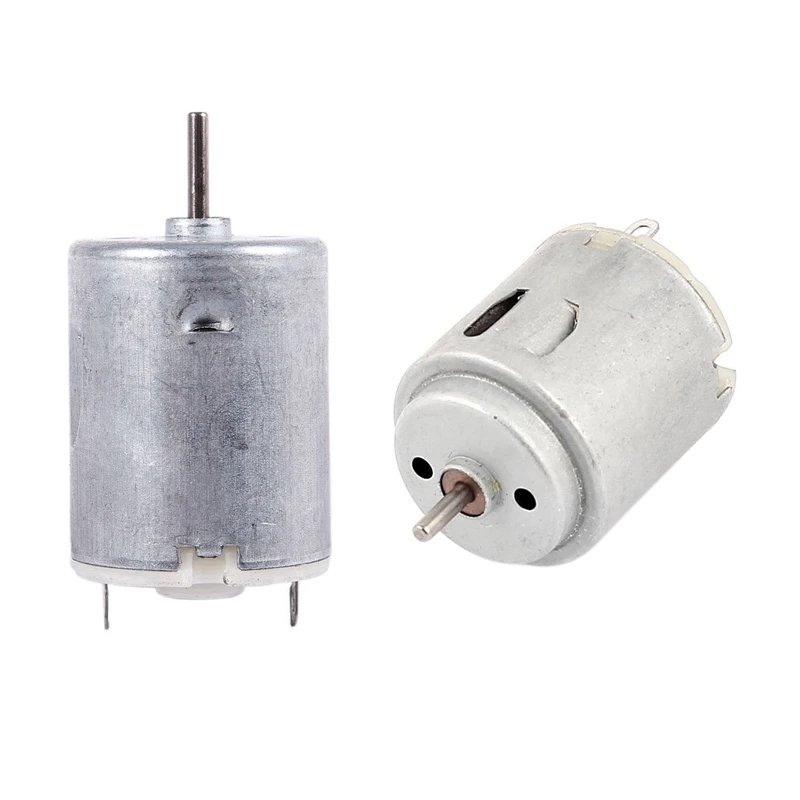 Retail 2Pcs High Torque Magnetic Cylindrical Mini DC Motor Silver - 8000RPM 9V 68MA & 6-12V 3000 RPM