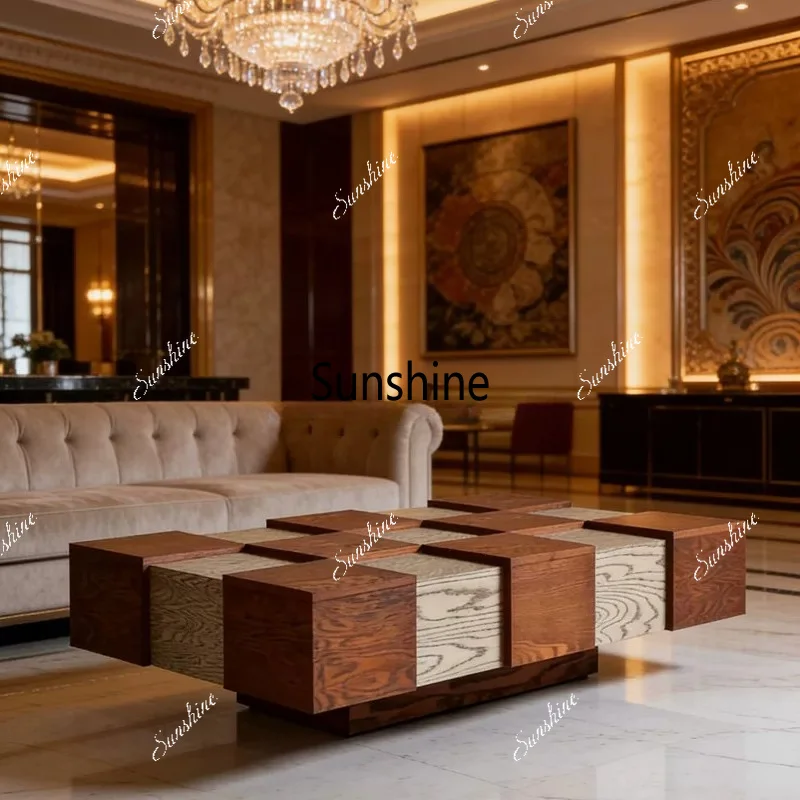 Medieval style solid wood coffee table B & B club square coffee table reception tea table