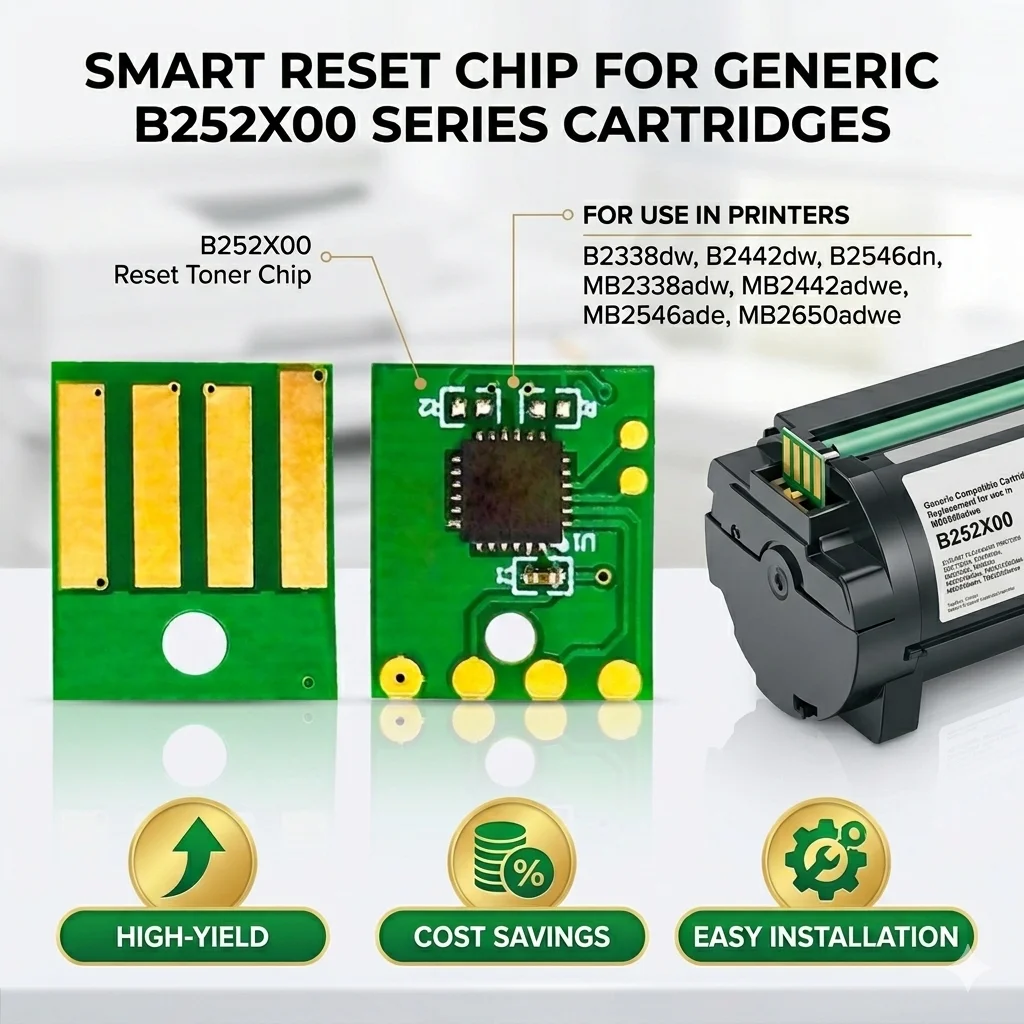 B252X00 Reset Toner Chip for Lexmark B2338dw B2442dw B2546dn MB2338adw MB2442adwe MB2546ade MB2650adwe Printer Cartridge Chip