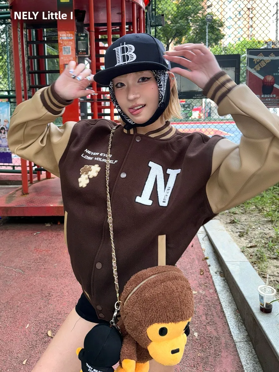 

Sli Retro Patchwork PU Leather Sve Baseball Jaet for Men Spring Autumn New Trendy Brand Small Needlework Cool Jaet