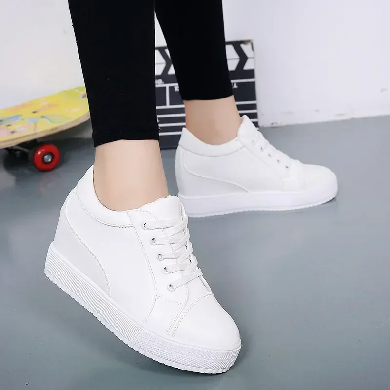 New White Hidden Wedge Heels Sneakers Casual Shoes Woman High Platform Shoes Women\'s High Heels Wedges Shoes for Womenbn