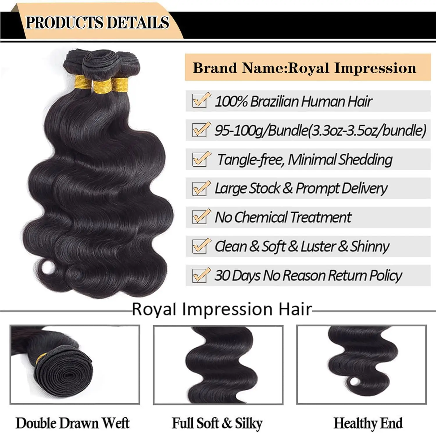 Human Hair Bundles 16 18 20 Inch Body Wave Bundles Human Hair 100% Unprocessed Extensions Natural Black