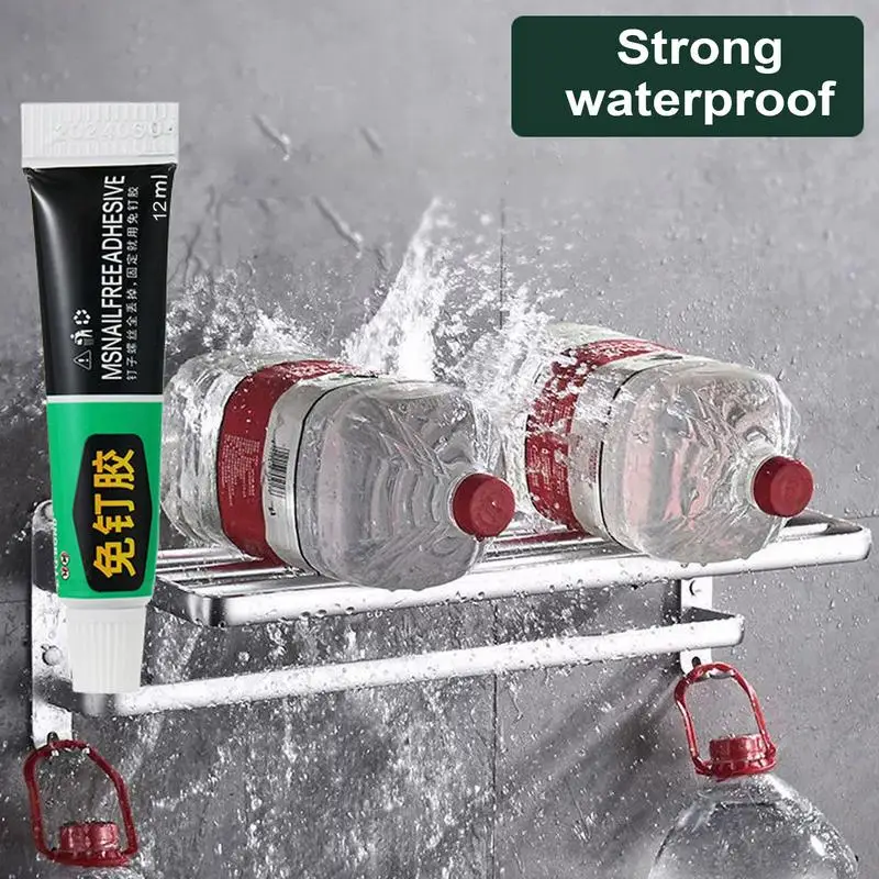 Pegamento fuerte para manualidades, adhesivo fuerte sin perforaciones, suministros adhesivos multifuncionales transparentes para materiales diversos, 12g